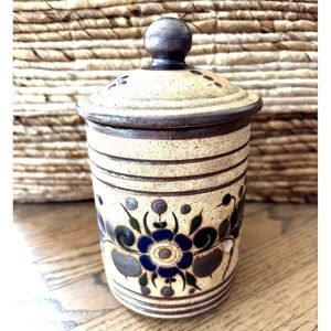 Small Tonala Jar W/Lid Marked On Bottom Mexico